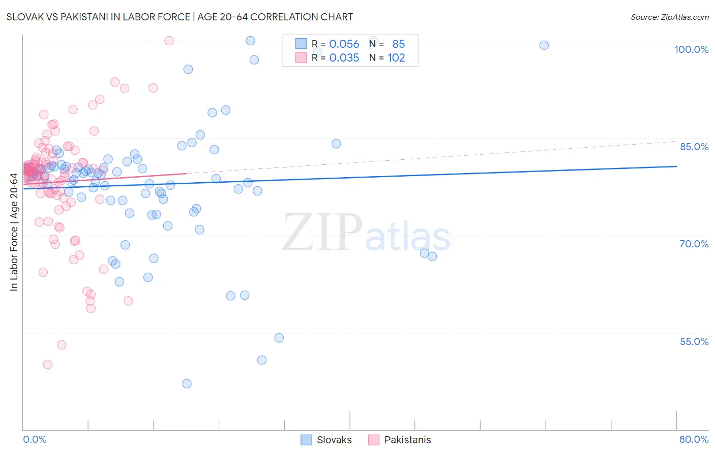 Slovak vs Pakistani In Labor Force | Age 20-64