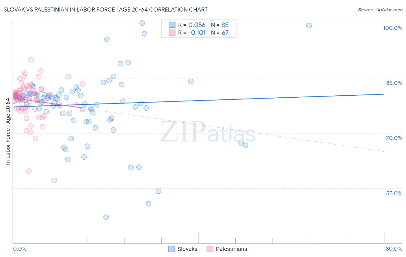 Slovak vs Palestinian In Labor Force | Age 20-64