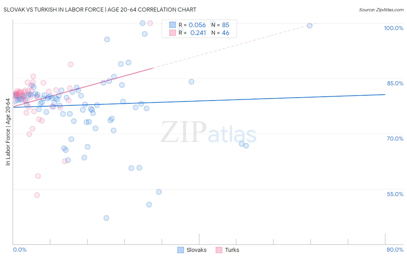 Slovak vs Turkish In Labor Force | Age 20-64
