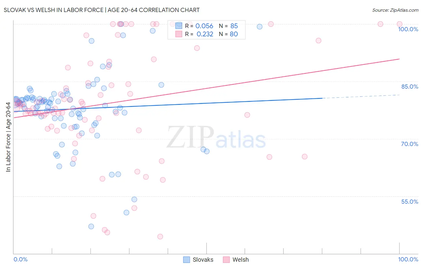 Slovak vs Welsh In Labor Force | Age 20-64