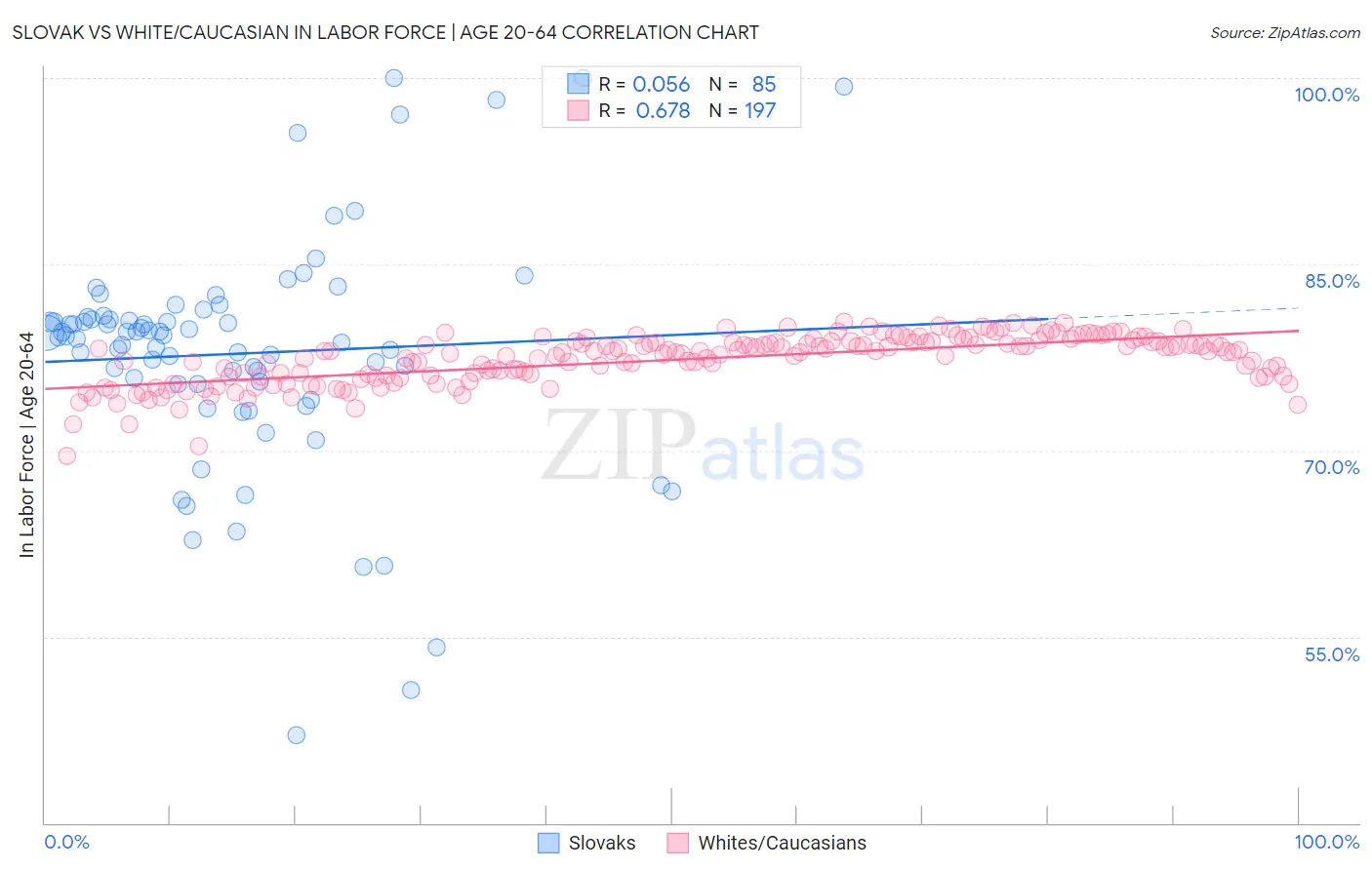 Slovak vs White/Caucasian In Labor Force | Age 20-64