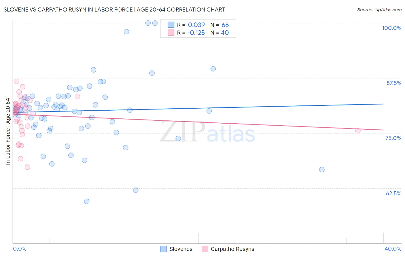 Slovene vs Carpatho Rusyn In Labor Force | Age 20-64