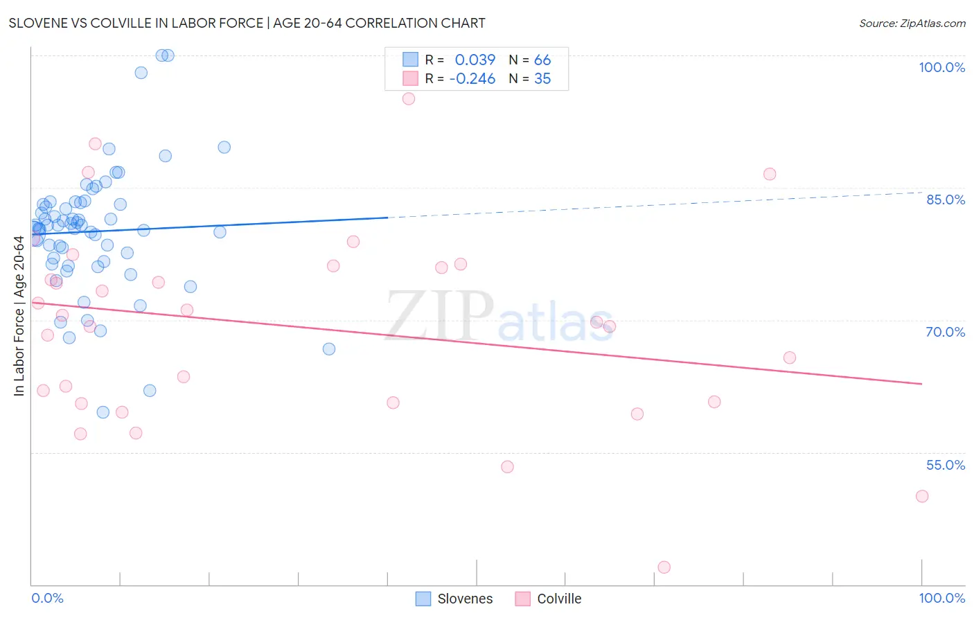 Slovene vs Colville In Labor Force | Age 20-64