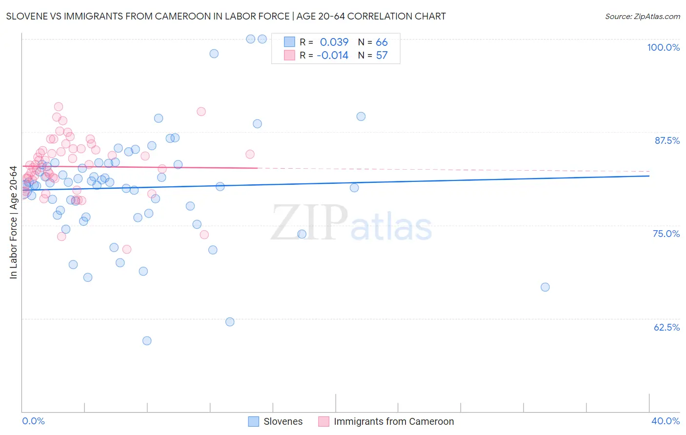 Slovene vs Immigrants from Cameroon In Labor Force | Age 20-64