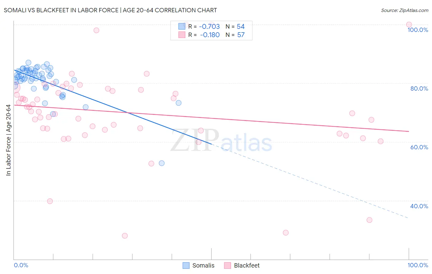Somali vs Blackfeet In Labor Force | Age 20-64