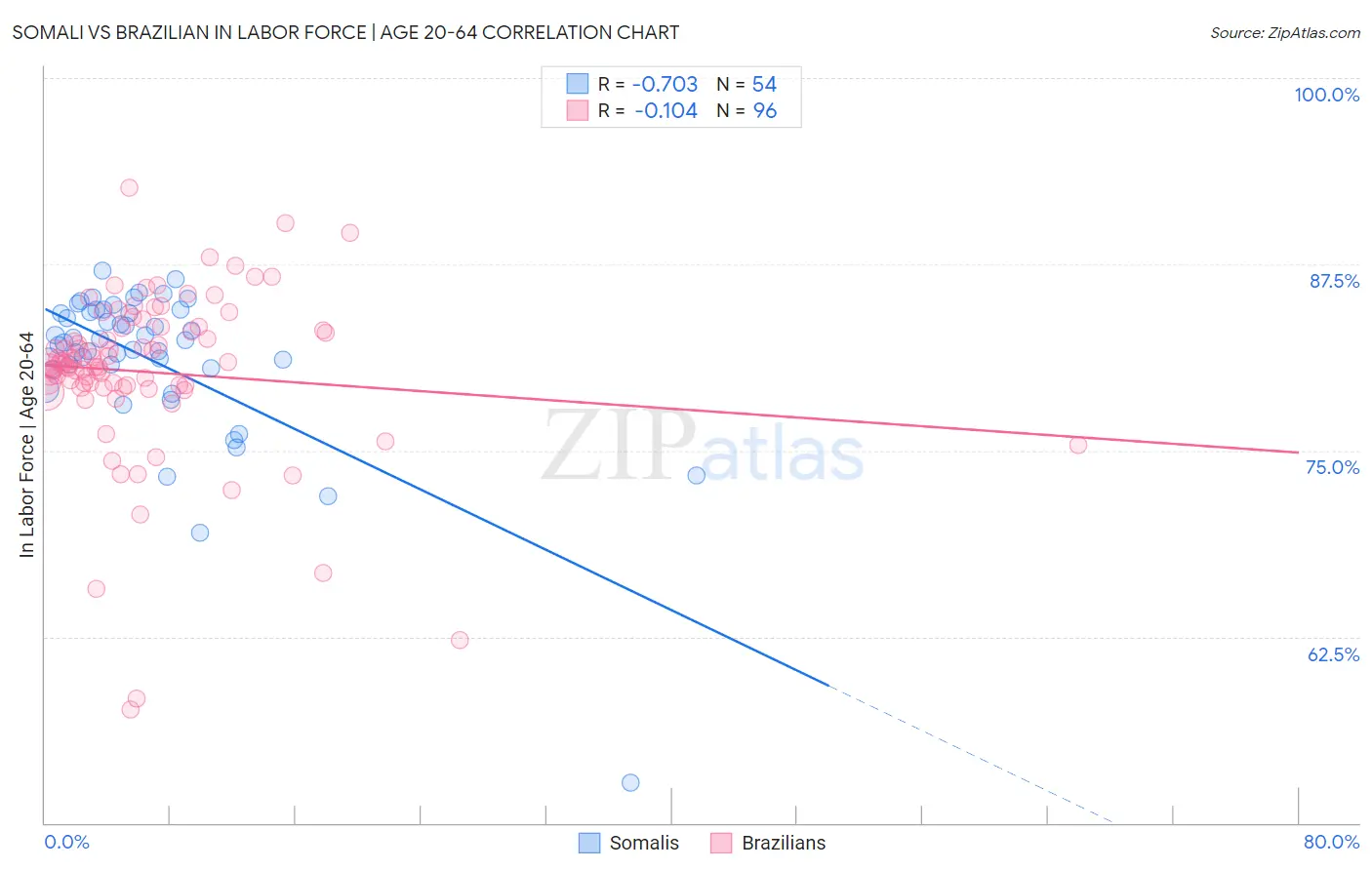 Somali vs Brazilian In Labor Force | Age 20-64