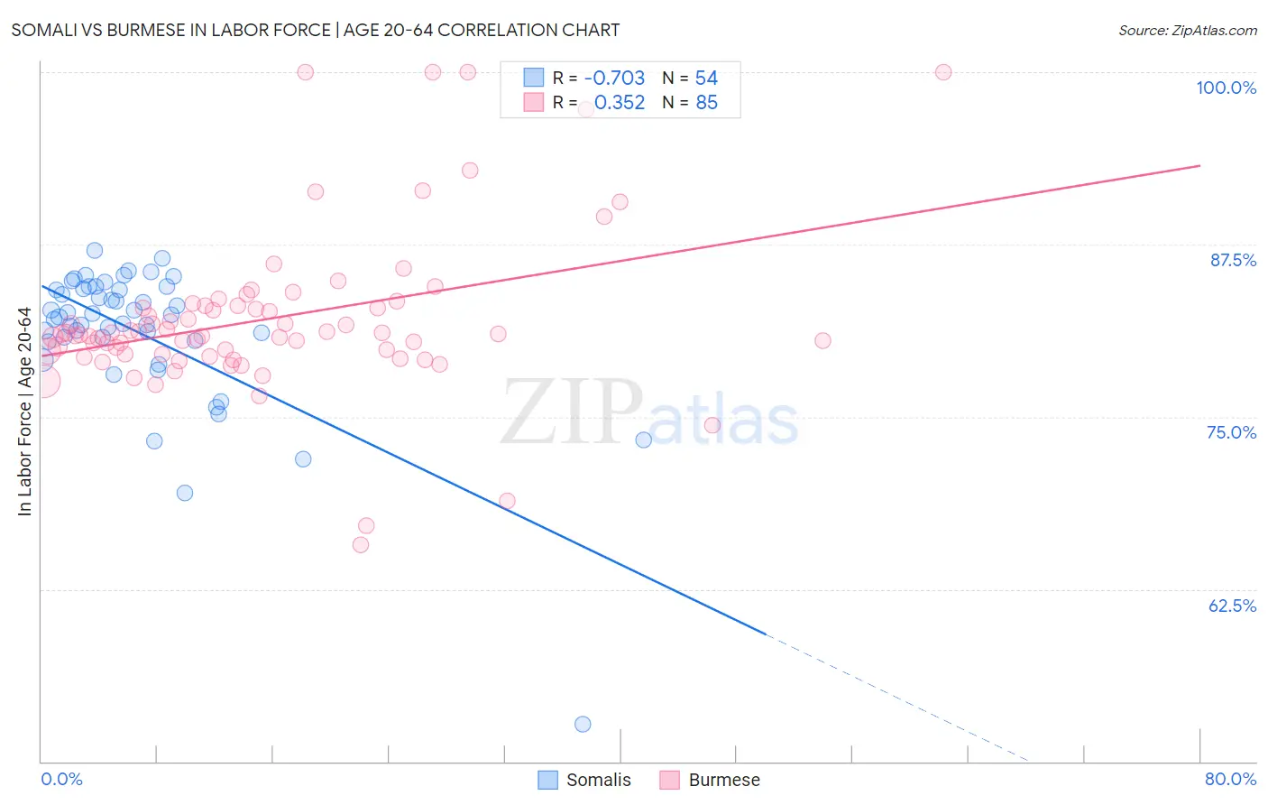 Somali vs Burmese In Labor Force | Age 20-64