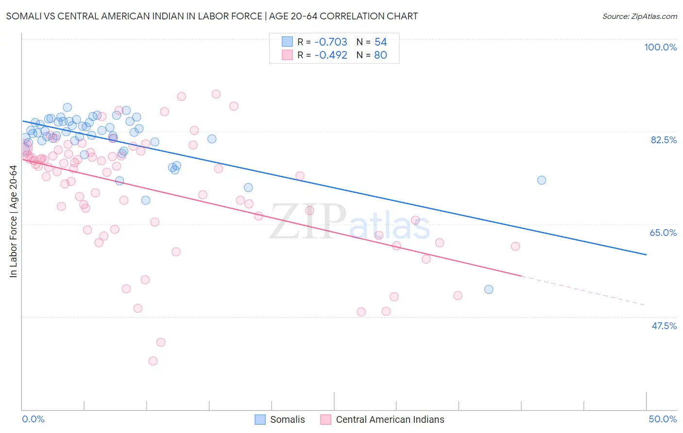 Somali vs Central American Indian In Labor Force | Age 20-64