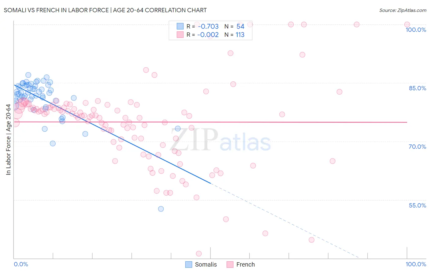 Somali vs French In Labor Force | Age 20-64