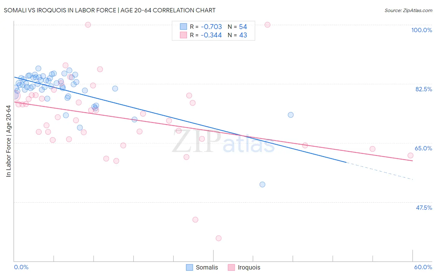 Somali vs Iroquois In Labor Force | Age 20-64