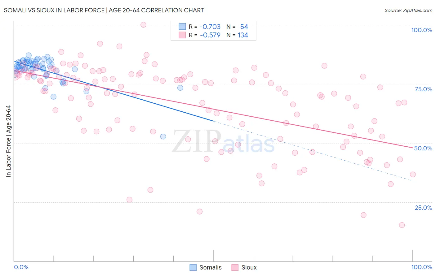 Somali vs Sioux In Labor Force | Age 20-64
