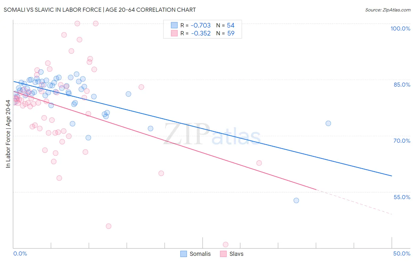 Somali vs Slavic In Labor Force | Age 20-64