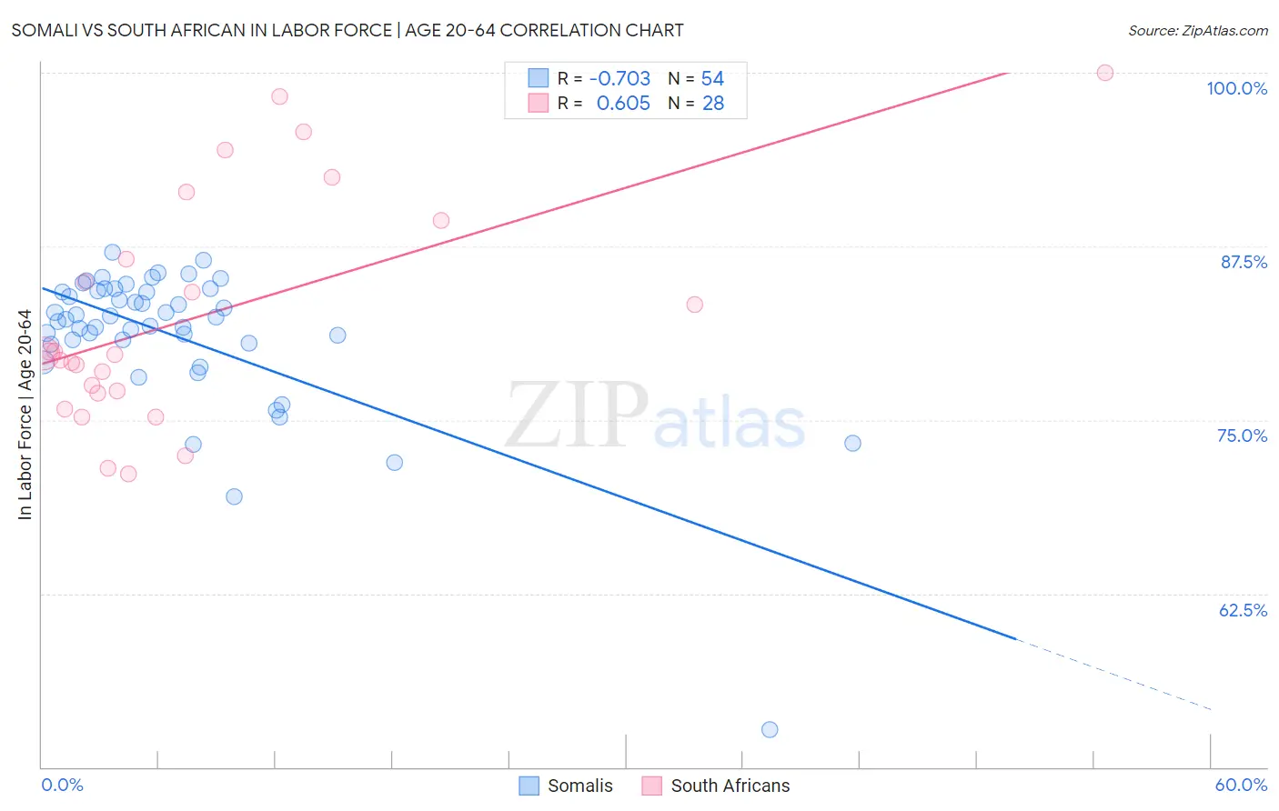 Somali vs South African In Labor Force | Age 20-64