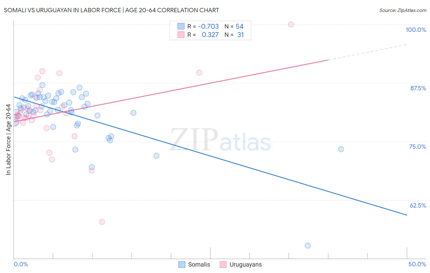 Somali vs Uruguayan In Labor Force | Age 20-64