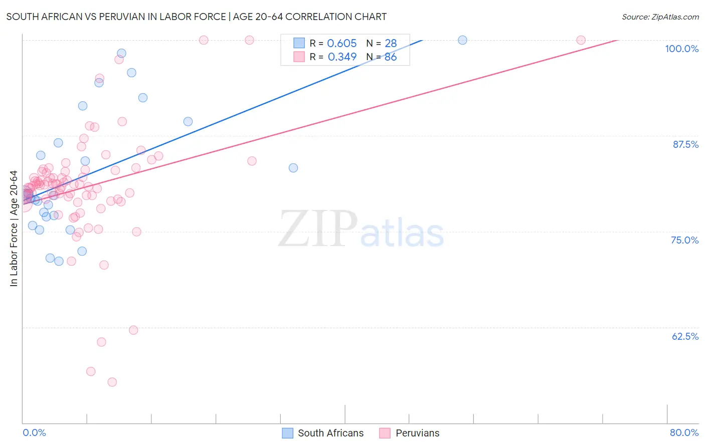 South African vs Peruvian In Labor Force | Age 20-64