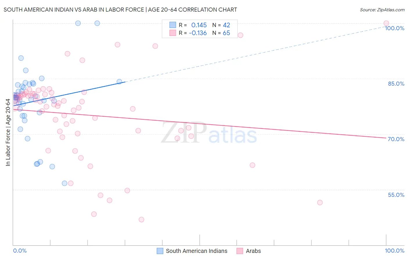 South American Indian vs Arab In Labor Force | Age 20-64