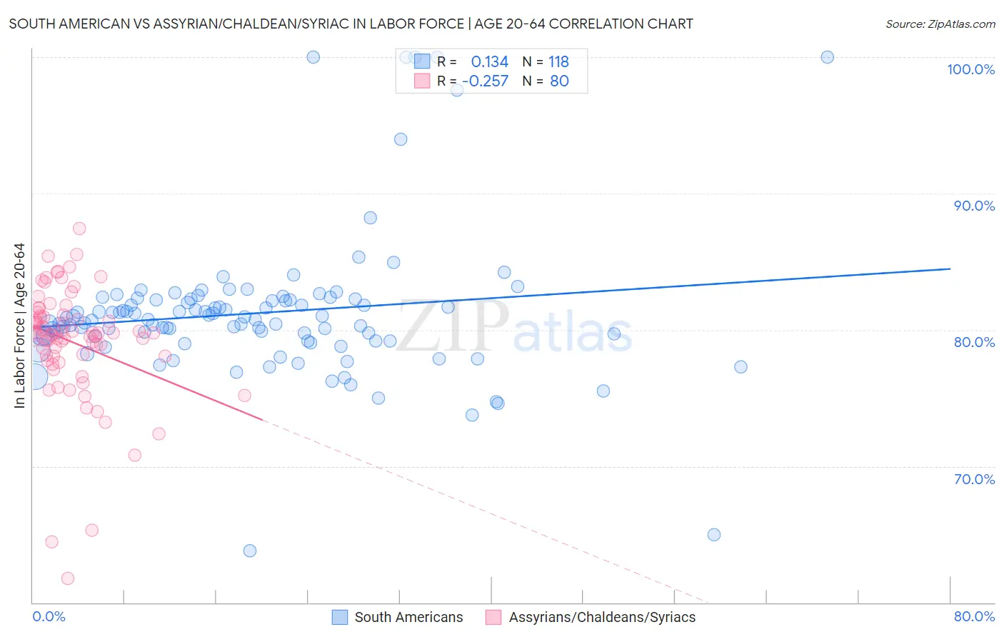 South American vs Assyrian/Chaldean/Syriac In Labor Force | Age 20-64