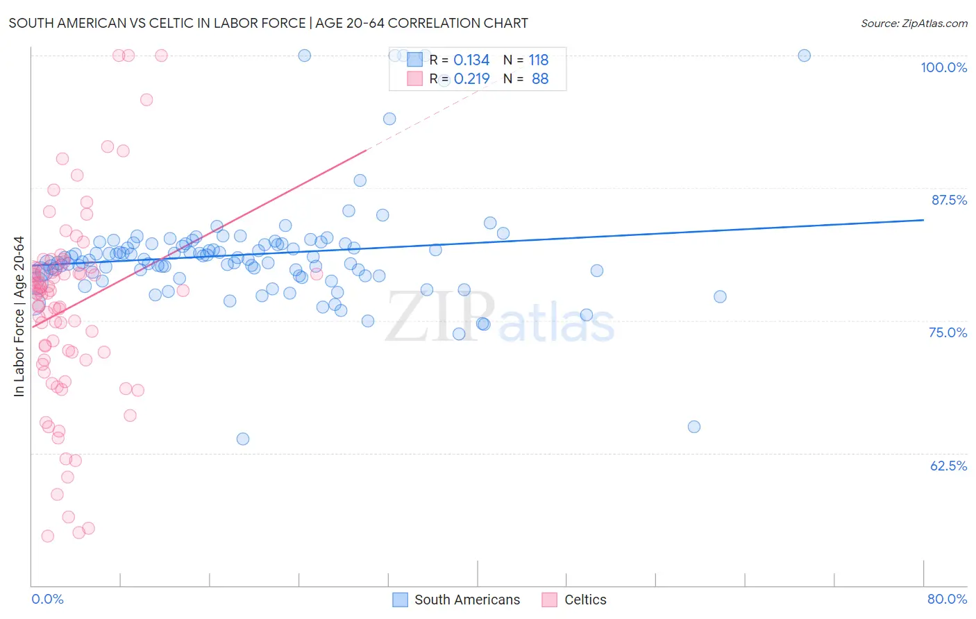 South American vs Celtic In Labor Force | Age 20-64