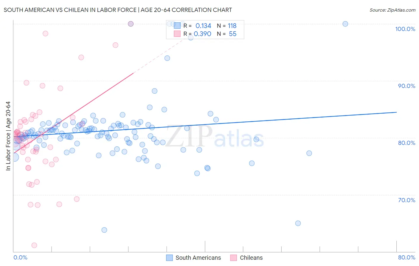 South American vs Chilean In Labor Force | Age 20-64