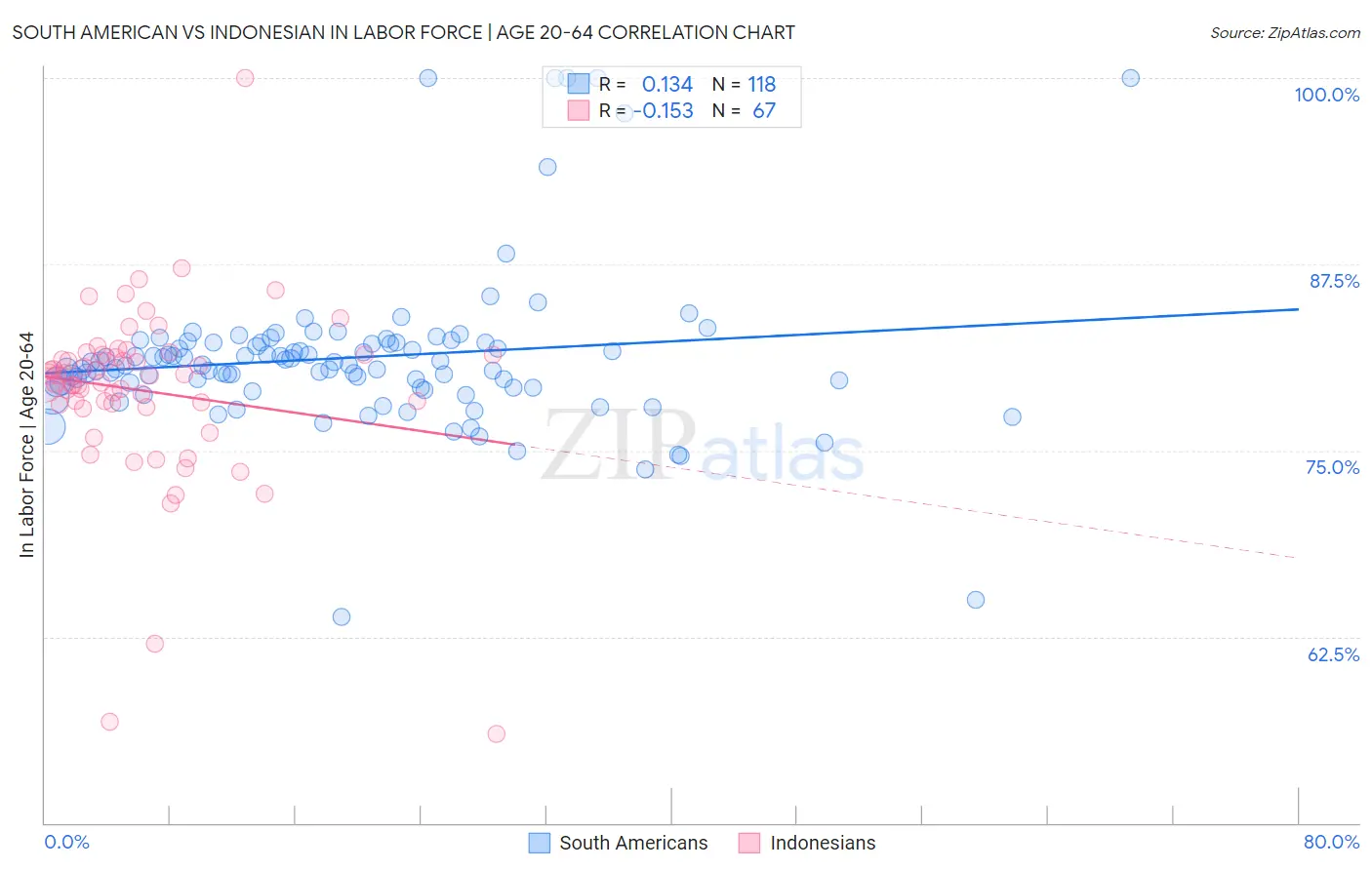 South American vs Indonesian In Labor Force | Age 20-64