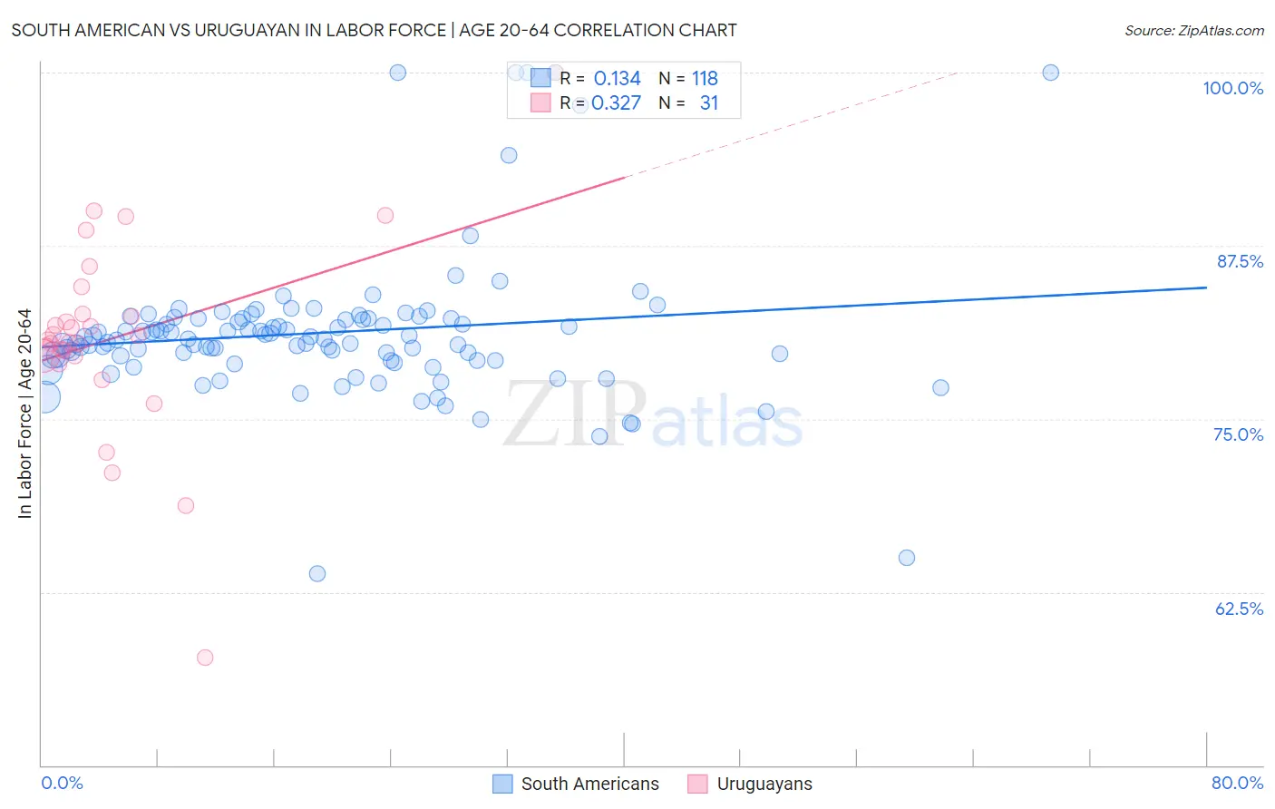 South American vs Uruguayan In Labor Force | Age 20-64