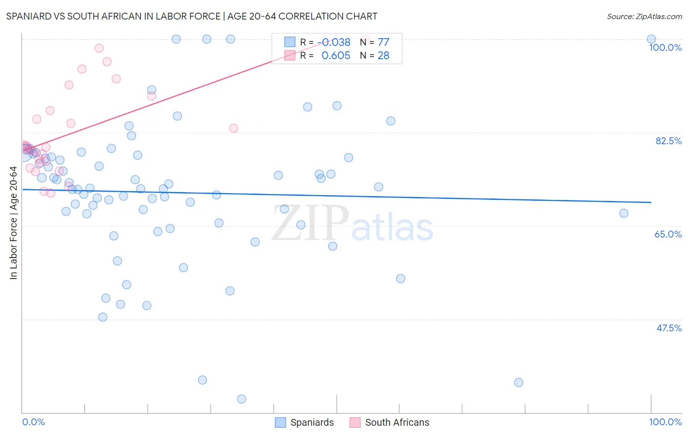 Spaniard vs South African In Labor Force | Age 20-64
