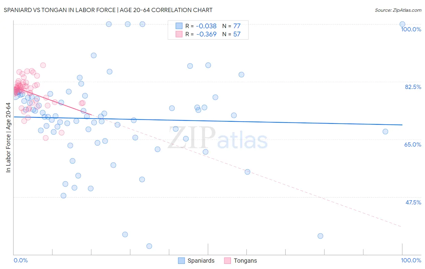 Spaniard vs Tongan In Labor Force | Age 20-64