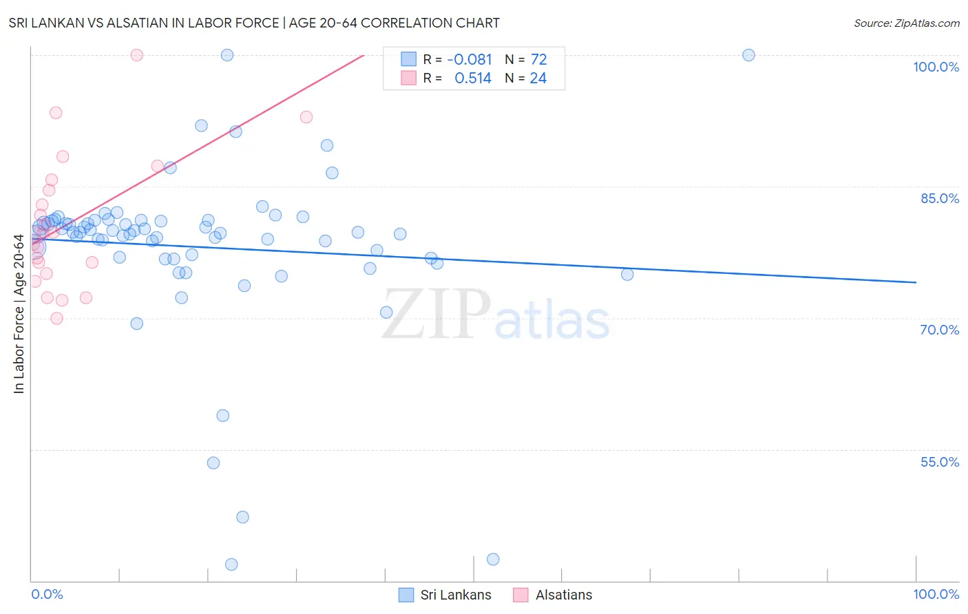 Sri Lankan vs Alsatian In Labor Force | Age 20-64