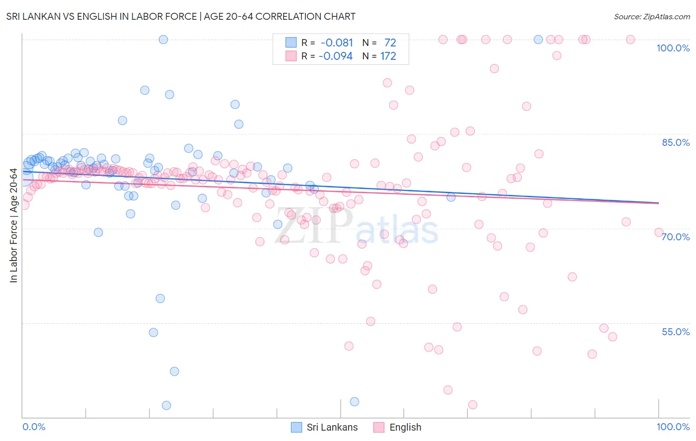 Sri Lankan vs English In Labor Force | Age 20-64