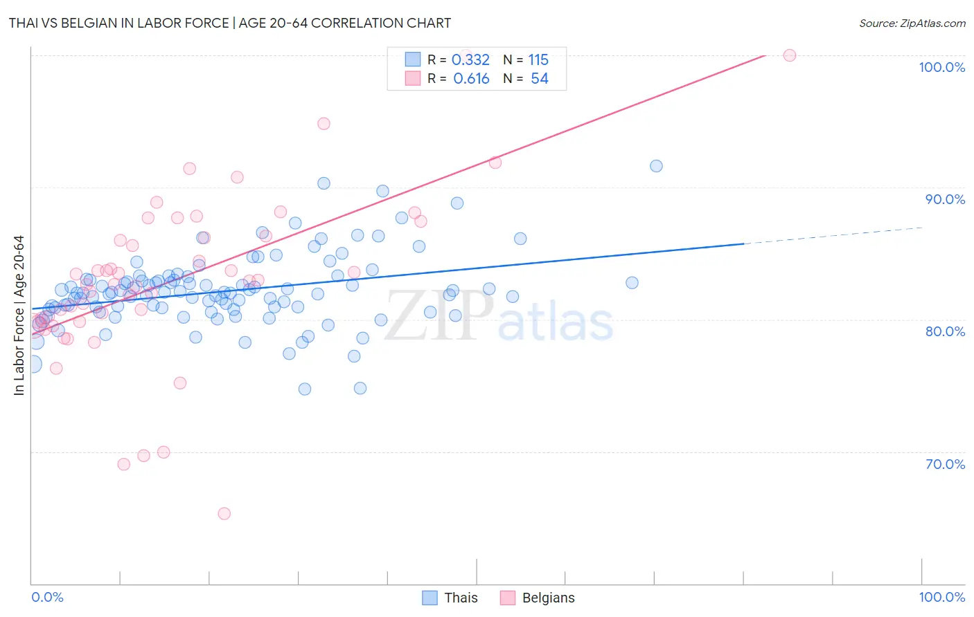 Thai vs Belgian In Labor Force | Age 20-64