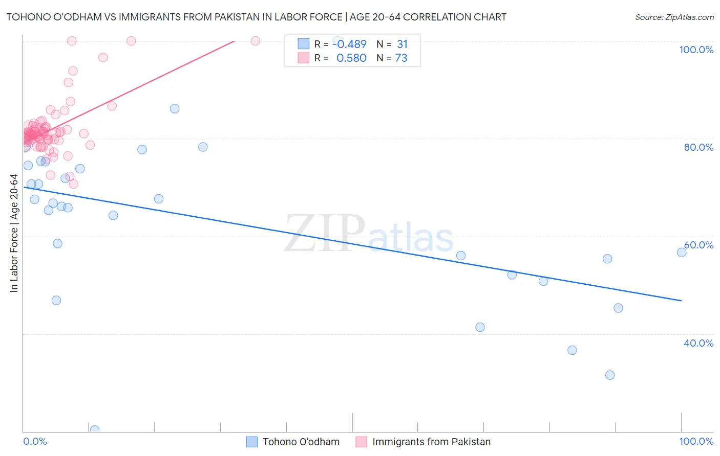 Tohono O'odham vs Immigrants from Pakistan In Labor Force | Age 20-64