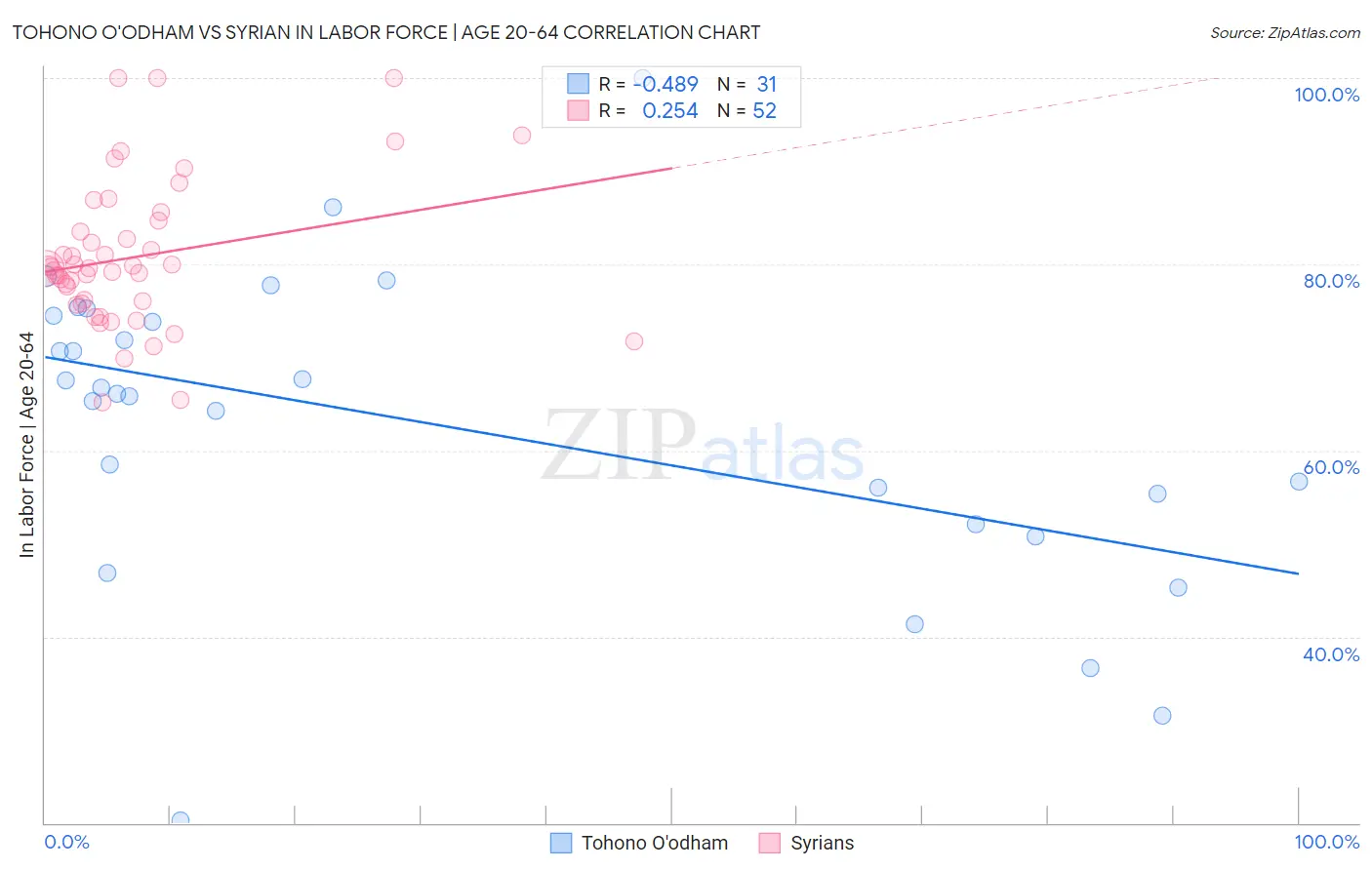 Tohono O'odham vs Syrian In Labor Force | Age 20-64