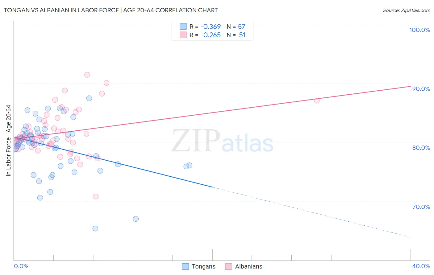 Tongan vs Albanian In Labor Force | Age 20-64