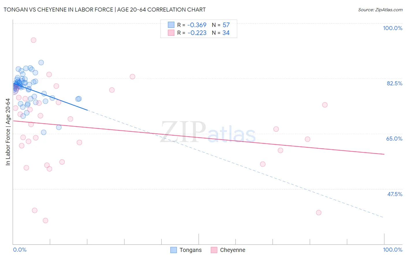 Tongan vs Cheyenne In Labor Force | Age 20-64