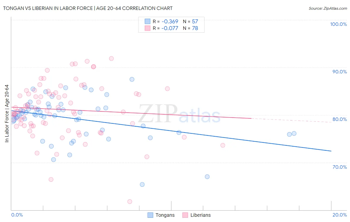 Tongan vs Liberian In Labor Force | Age 20-64