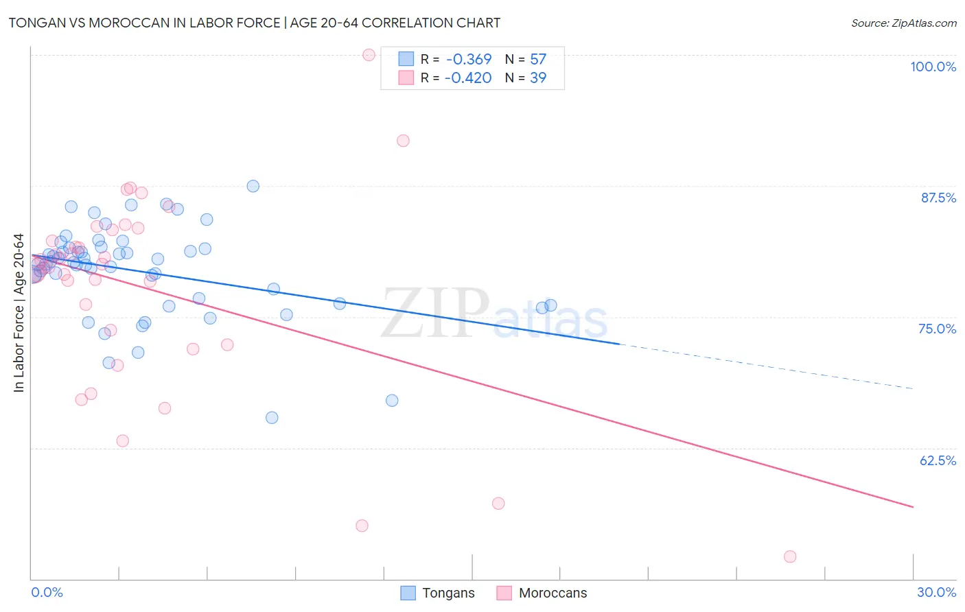 Tongan vs Moroccan In Labor Force | Age 20-64