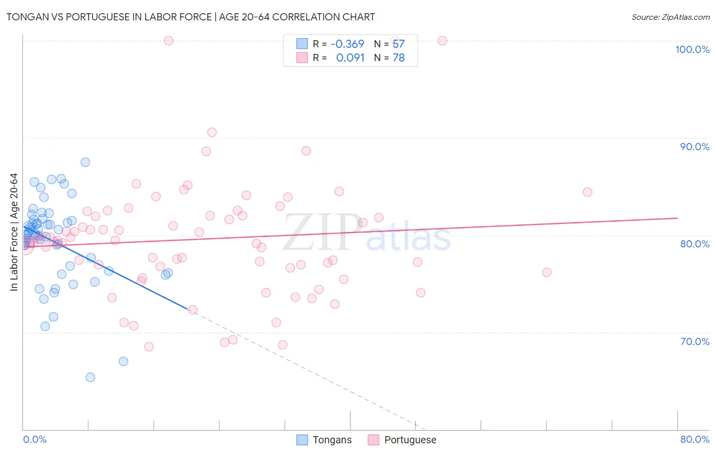 Tongan vs Portuguese In Labor Force | Age 20-64