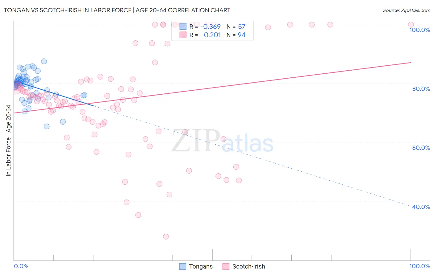Tongan vs Scotch-Irish In Labor Force | Age 20-64