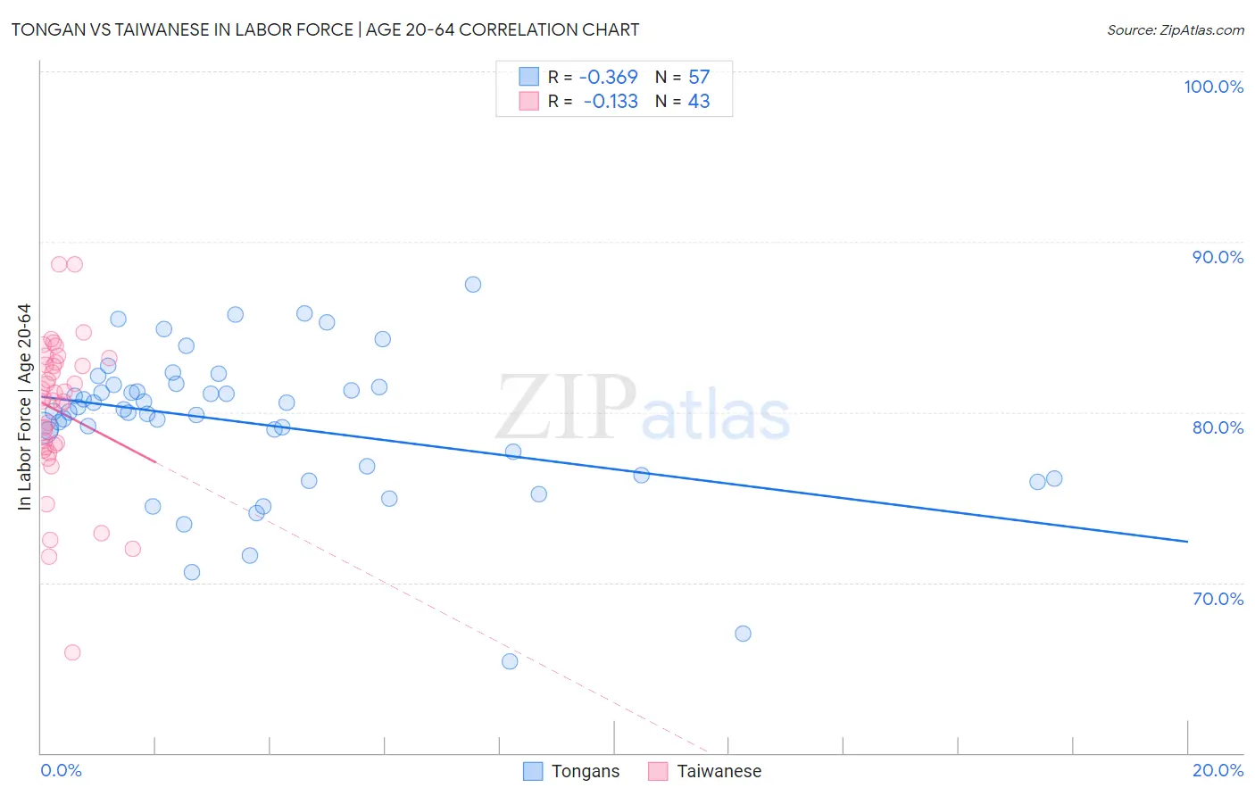 Tongan vs Taiwanese In Labor Force | Age 20-64
