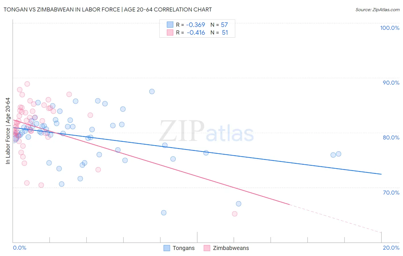 Tongan vs Zimbabwean In Labor Force | Age 20-64