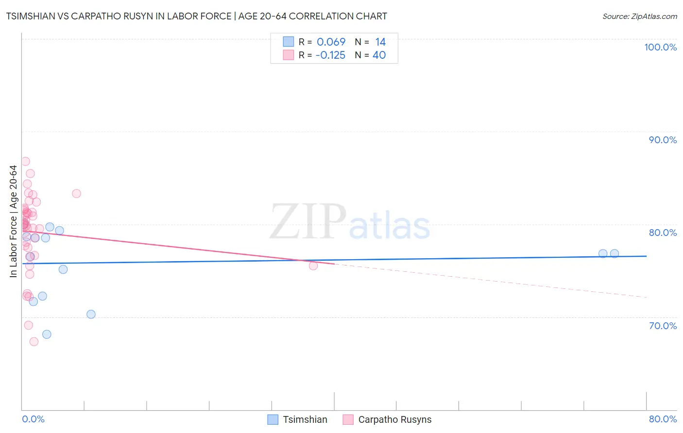 Tsimshian vs Carpatho Rusyn In Labor Force | Age 20-64