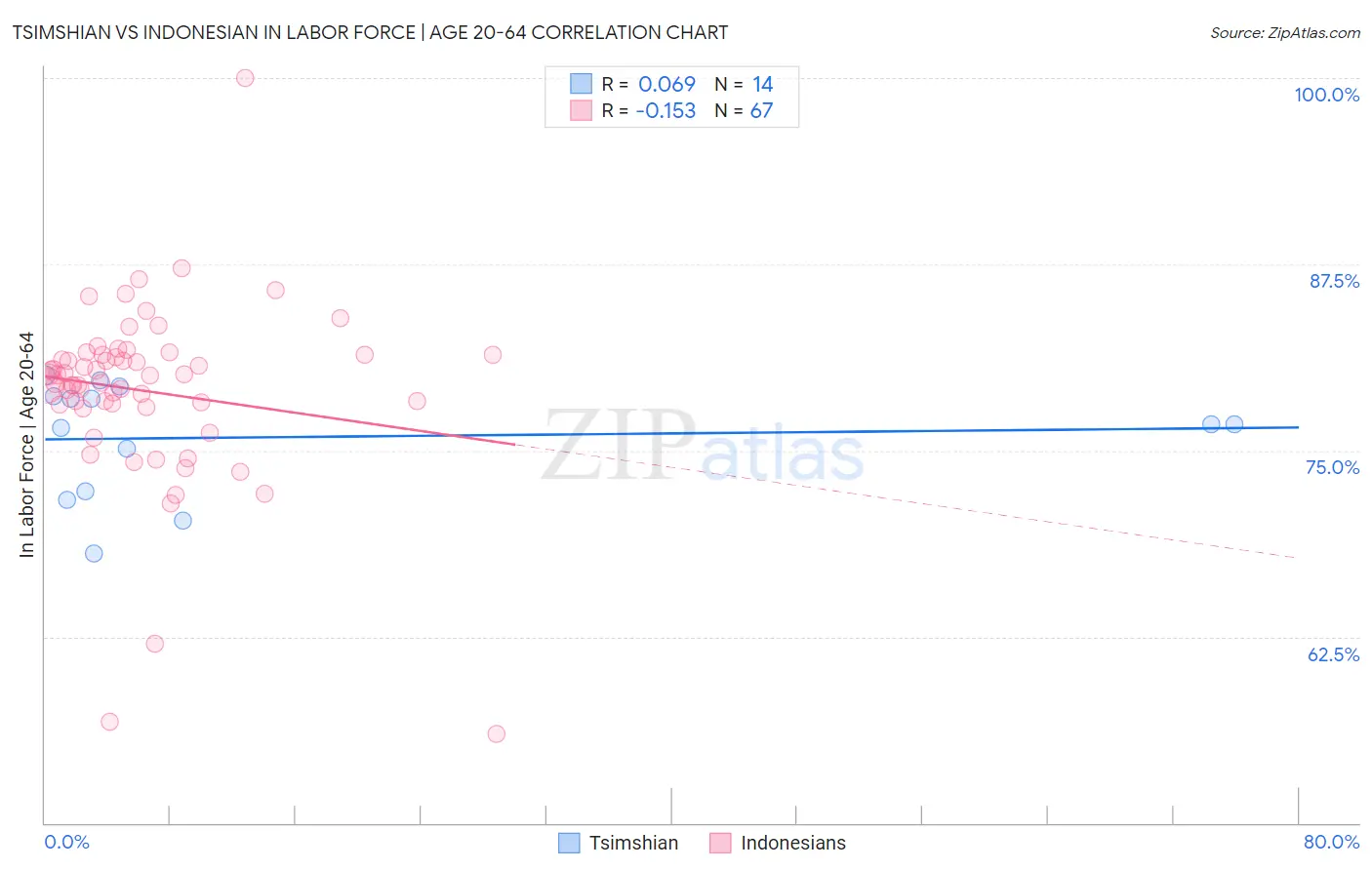 Tsimshian vs Indonesian In Labor Force | Age 20-64
