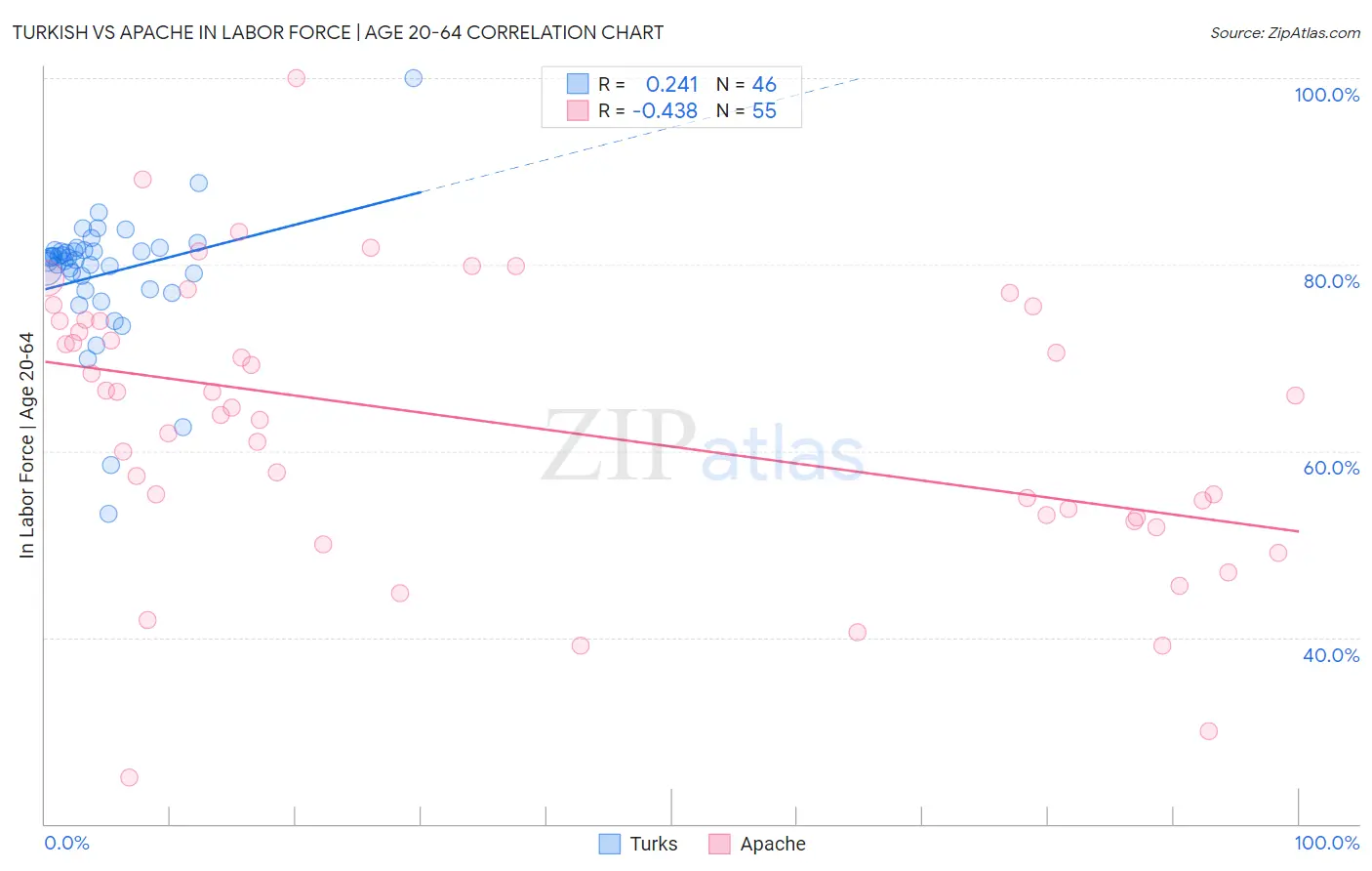 Turkish vs Apache In Labor Force | Age 20-64
