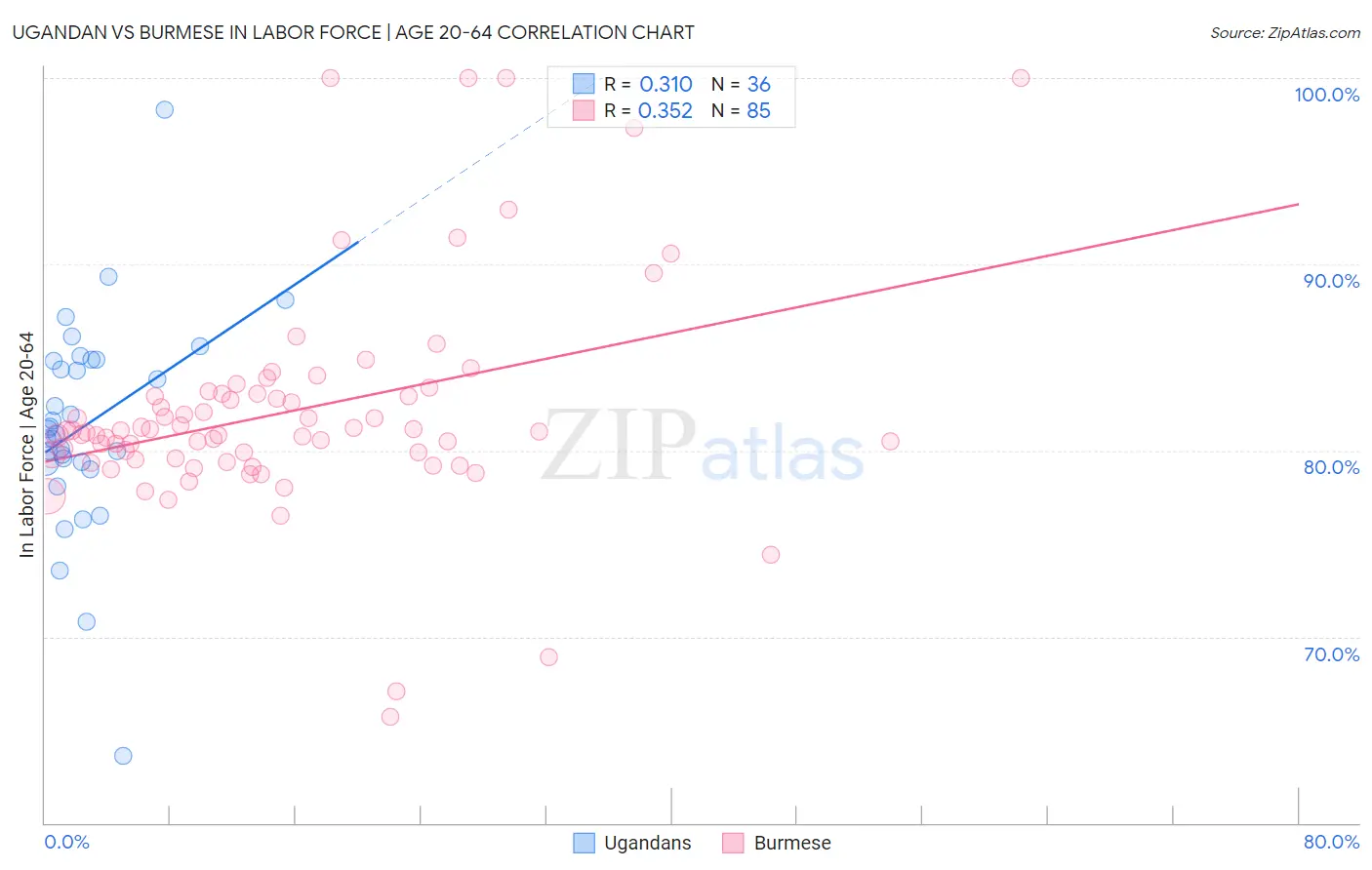 Ugandan vs Burmese In Labor Force | Age 20-64