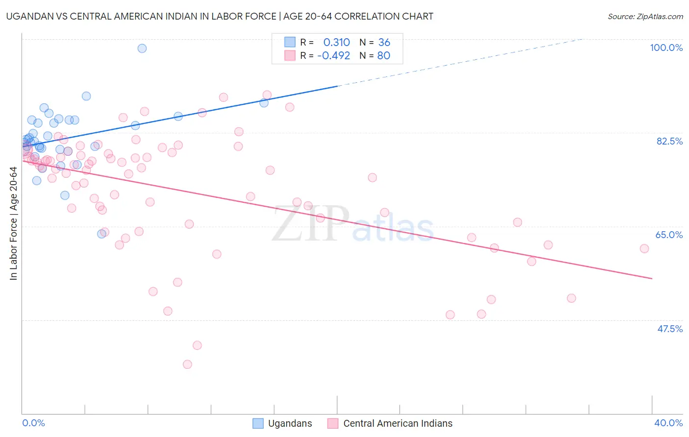 Ugandan vs Central American Indian In Labor Force | Age 20-64
