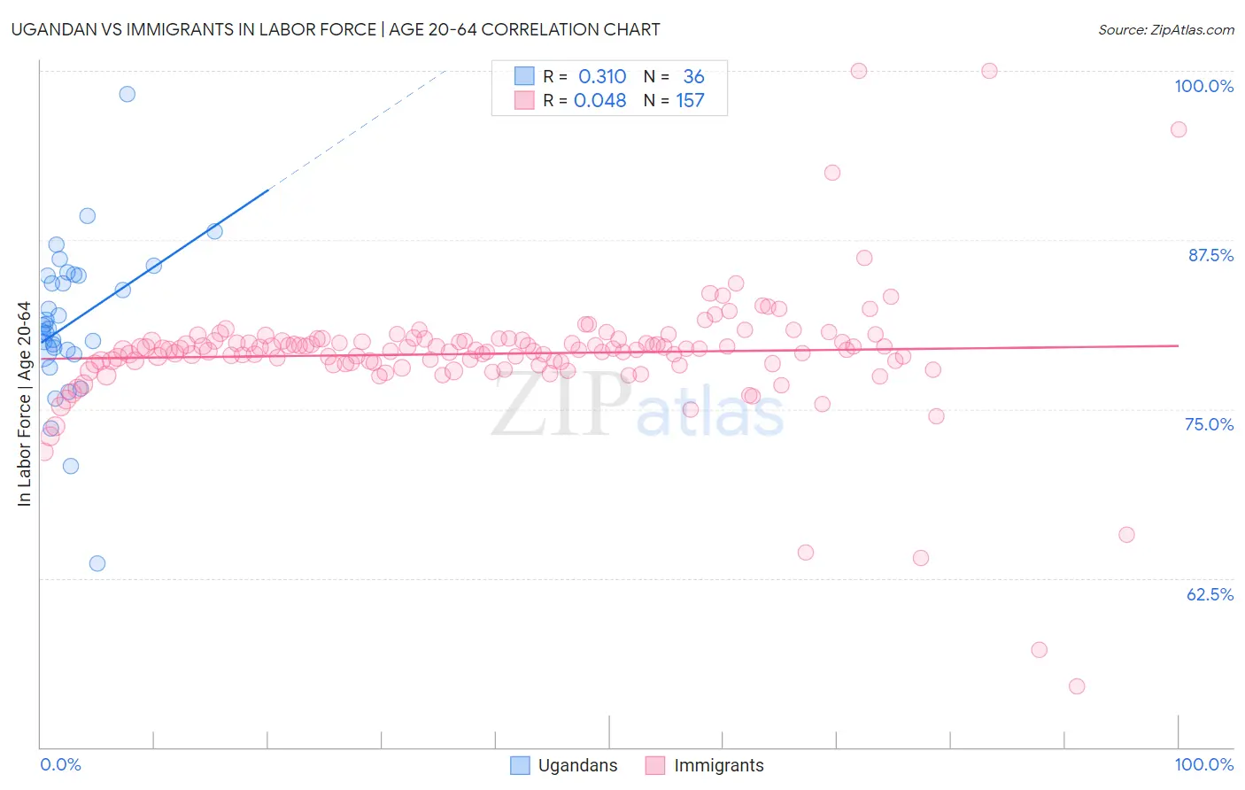 Ugandan vs Immigrants In Labor Force | Age 20-64