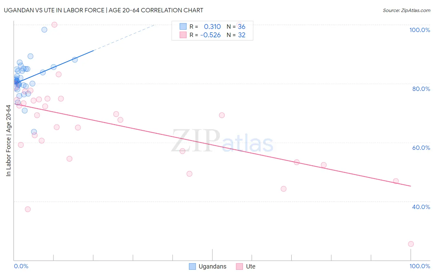 Ugandan vs Ute In Labor Force | Age 20-64