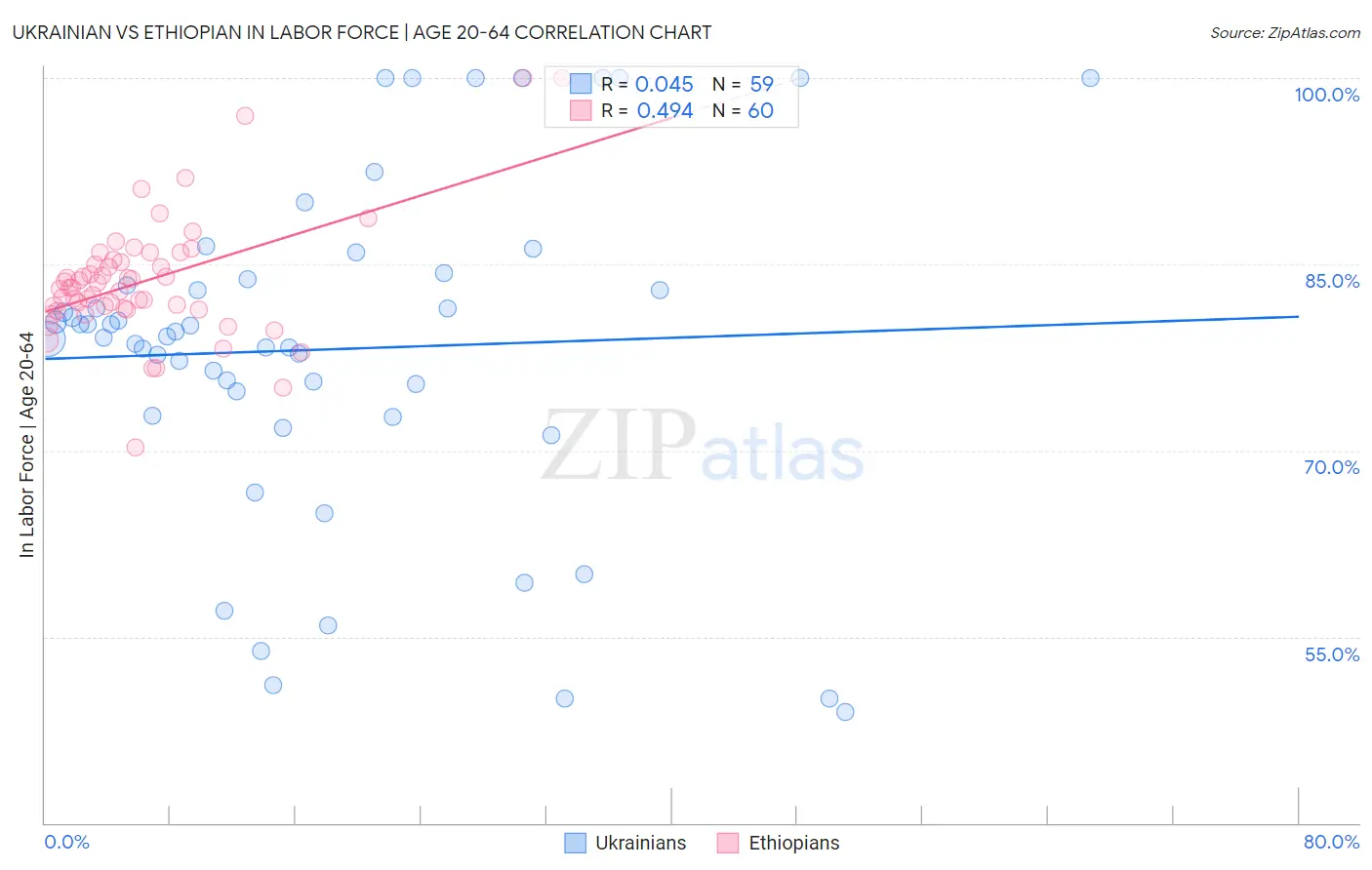 Ukrainian vs Ethiopian In Labor Force | Age 20-64