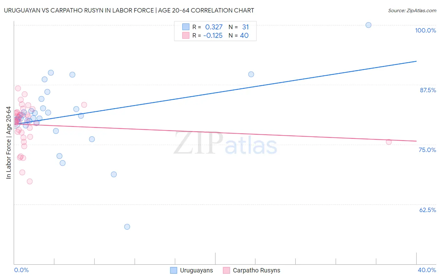 Uruguayan vs Carpatho Rusyn In Labor Force | Age 20-64