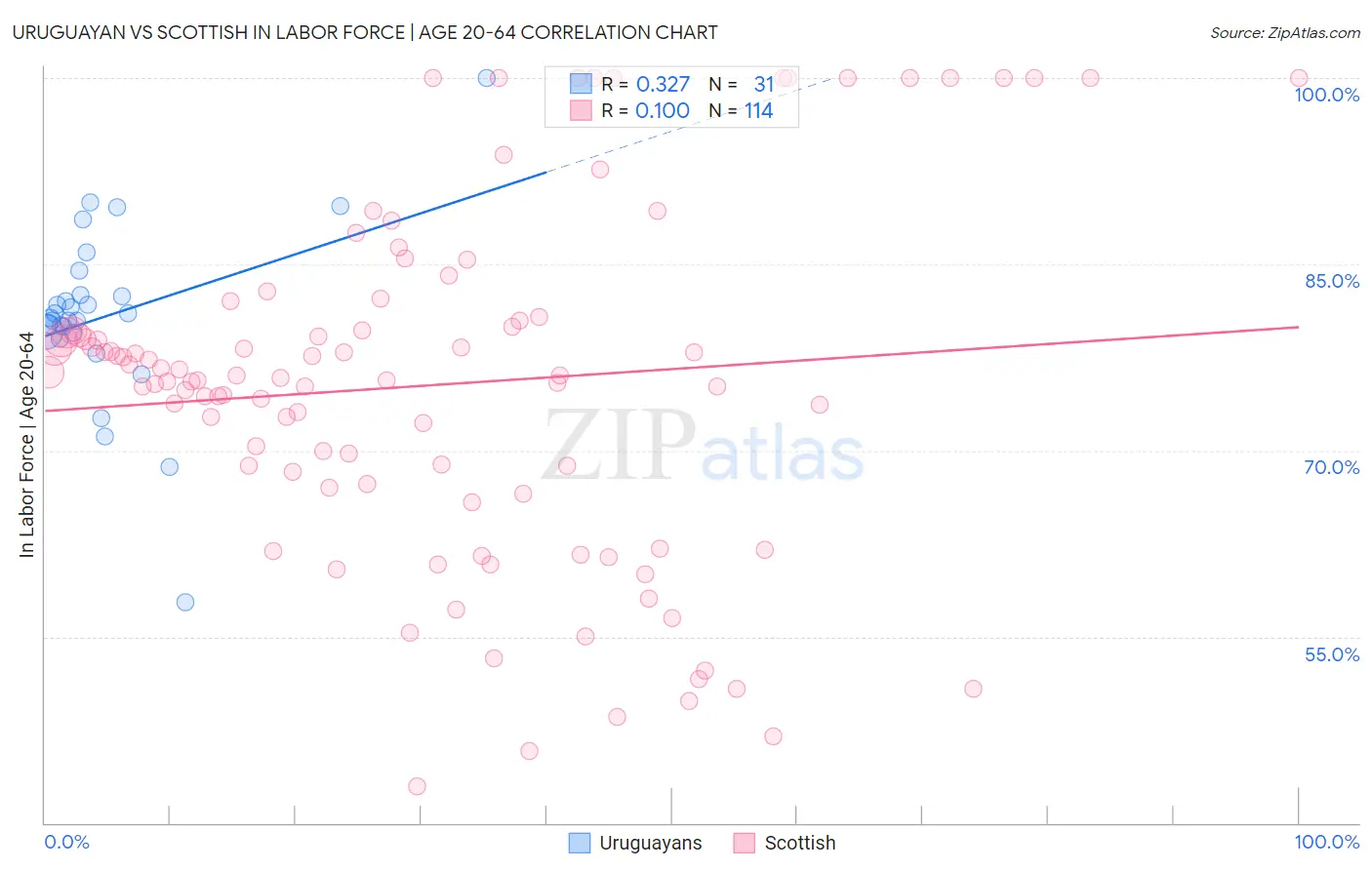 Uruguayan vs Scottish In Labor Force | Age 20-64